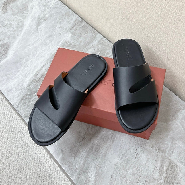 LP 26S CUTOUT SLIDES IN BLACK CALFSKIN