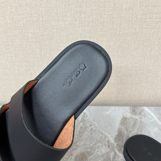 LP 26S CUTOUT SLIDES IN BLACK CALFSKIN