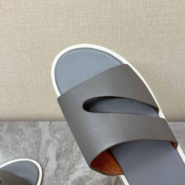 LP 26S CUTOUT SLIDES IN GREY CALFSKIN