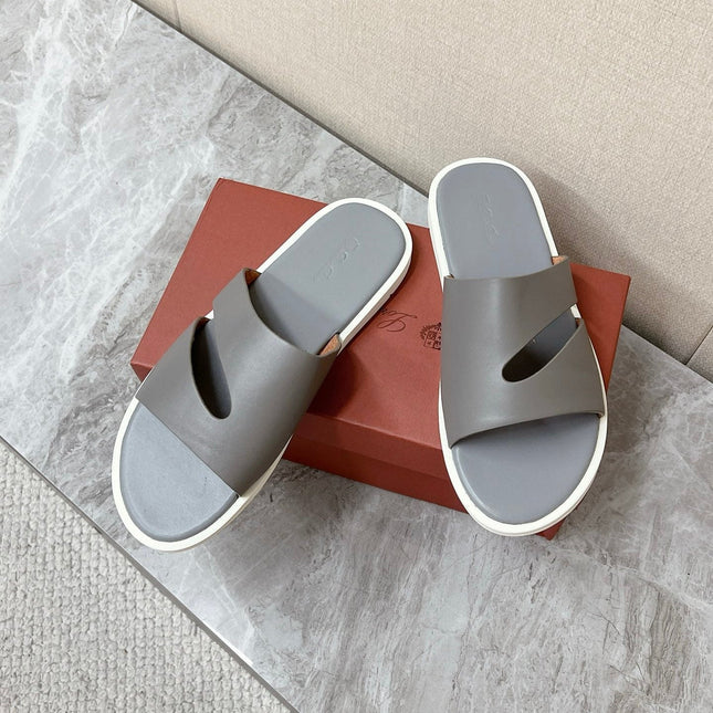 LP 26S CUTOUT SLIDES IN GREY CALFSKIN