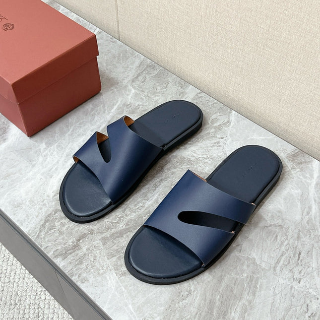 LP 26S CUTOUT SLIDES IN NAVY BLUE CALFSKIN