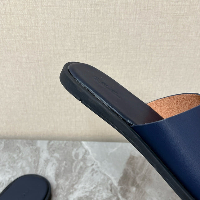 LP 26S CUTOUT SLIDES IN NAVY BLUE CALFSKIN