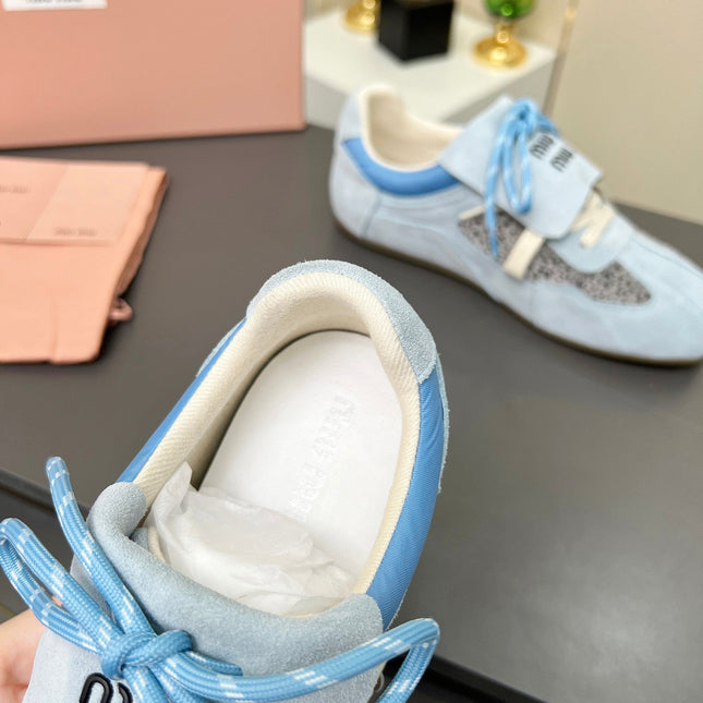 MIUMIU 26S SNEAKERS IN LIGHT BLUE SUEDE