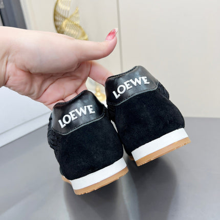 LOEWE 26S RUNNER 2.0 SNEAKERS IN BLACK SUEDE AND ANAGRAM JACQUARD