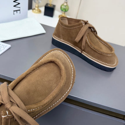 LOEWE 26S ANKLE BOOTS IN CARAMEL BROWN SUEDE