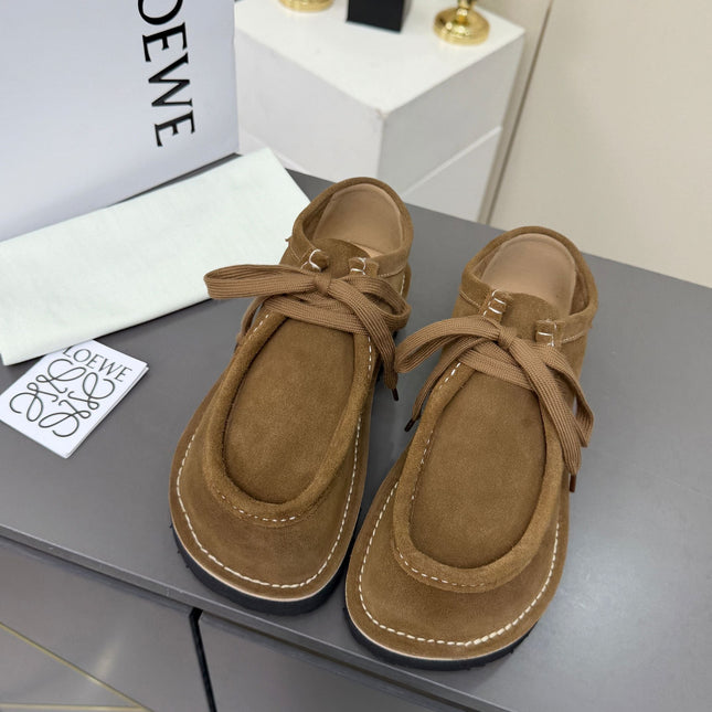 LOEWE 26S ANKLE BOOTS IN CARAMEL BROWN SUEDE