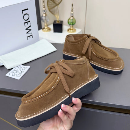 LOEWE 26S ANKLE BOOTS IN CARAMEL BROWN SUEDE