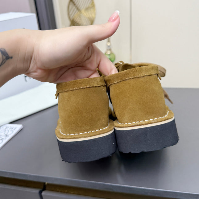 LOEWE 26S ANKLE BOOTS IN OLIVE BROWN SUEDE