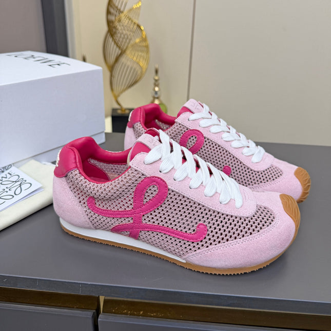 LOEWE 26S RUNNER 2.0 SNEAKERS IN PINK SUEDE AND MESH FABRIC