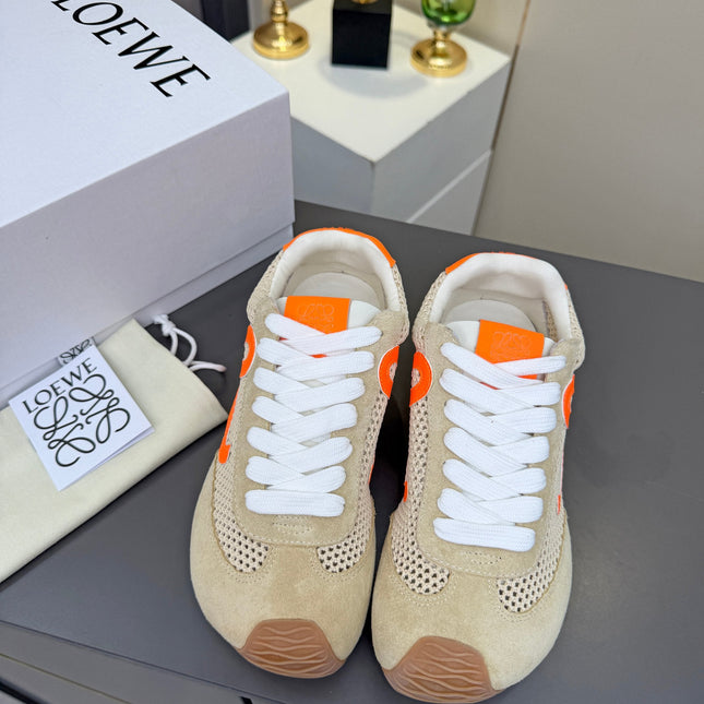 LOEWE 26S RUNNER 2.0 SNEAKERS IN BEIGE SUEDE AND MESH FABRIC