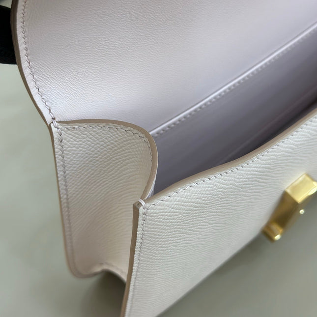 HM 25S CONSTANCE ELAN 24 CM IN ASH PINK-GREY EPSOM WITH GOLD HARDWARE