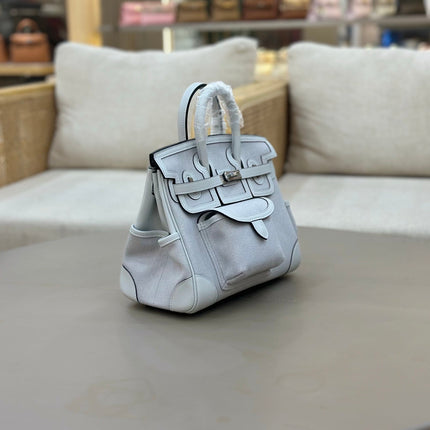 HM 25S BIRKIN CARGO 25 CM IN LIGHT STEEL BLUE CANVAS AND SWIFT WITH SILVER HARDWARE