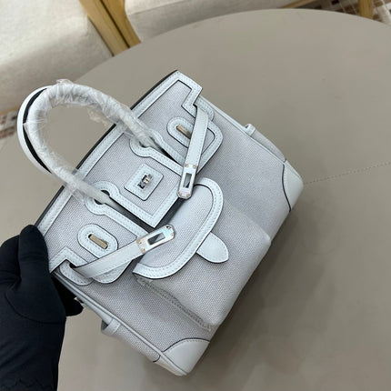 HM 25S BIRKIN CARGO 25 CM IN LIGHT STEEL BLUE CANVAS AND SWIFT WITH SILVER HARDWARE