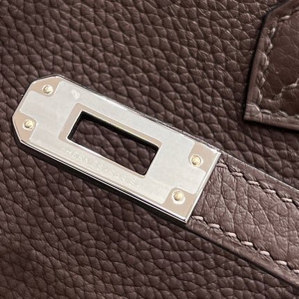 HM 25S BIRKIN 25 CM IN DARK BROWN TOGO WITH KEY SILVER