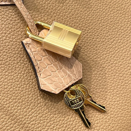 HM 25S BIRKIN 25 CM IN TAN BROWN TOGO WITH KEY GOLD