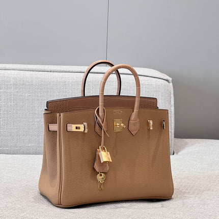 HM 25S BIRKIN 25 CM IN TAN BROWN TOGO WITH KEY GOLD