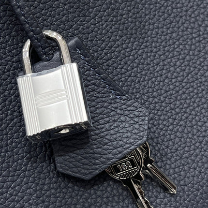 HM 25S BIRKIN 25 CM IN CHARCOAL BLUE TOGO WITH KEY SILVER