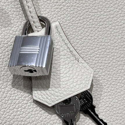 HM 25S BIRKIN 25 CM IN CREAM WHITE TOGO WITH KEY SILVER