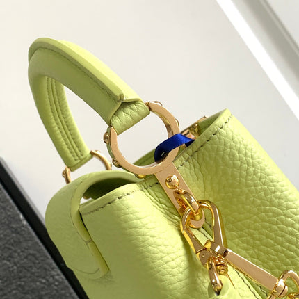 CAPUCINES MINI 21 IN PEAR GREEN TAURILLON GOLD HARDWARE