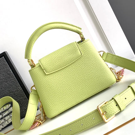 CAPUCINES MINI 21 IN PEAR GREEN TAURILLON GOLD HARDWARE