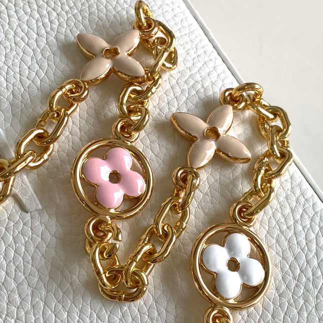 CAPUCINES MINI 21 IN WHITE MIX PINK AND BEIGE TAURILLON GOLD HARDWARE