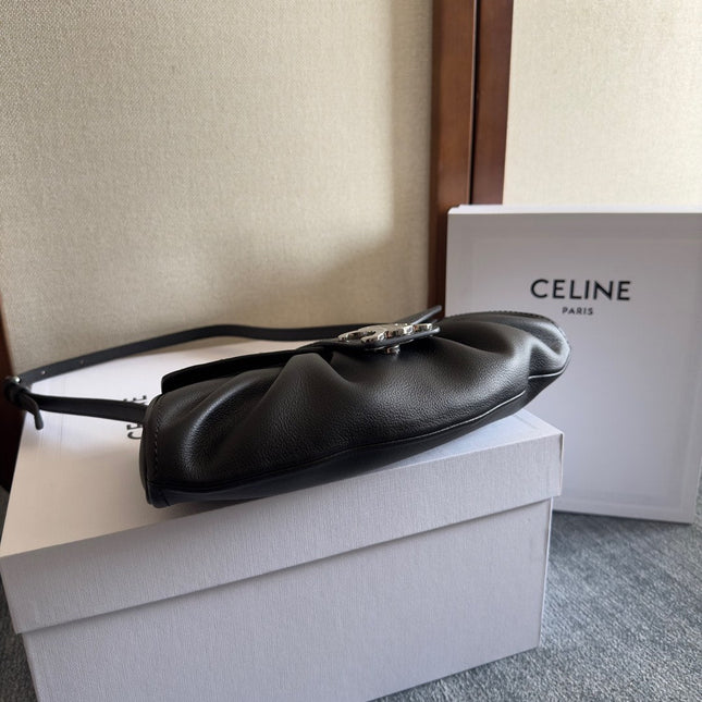 TEEN POLLY 29 IN BLACK CALFSKIN SILVER HARDWARE