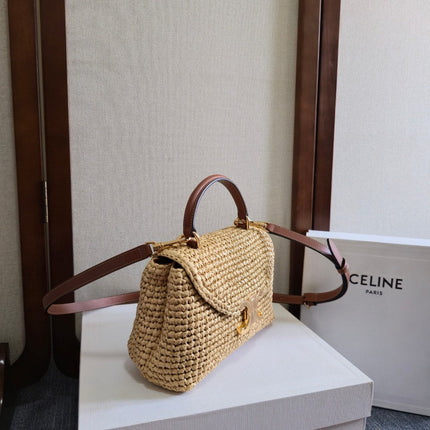 CELINE 26S TEEN NINO BAG 20 IN BEIGE RAFFIA