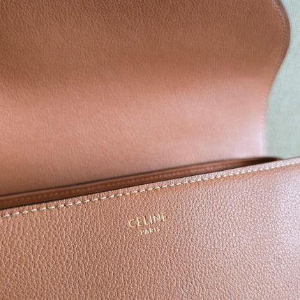 CELINE 25S MEDIUM NINO BAG 25MM IN TAN BROWN CALFSKIN GOLD HARDWARE