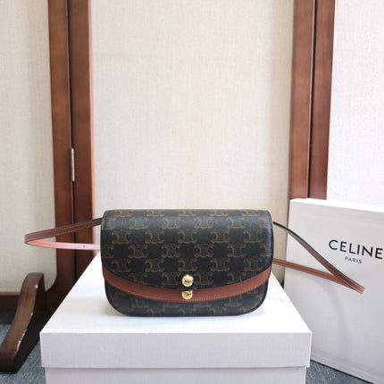 CELINE 25S DUO WALLET ON STRAP 20MM IN TRIOMPHE CANVAS AND CALFSKIN