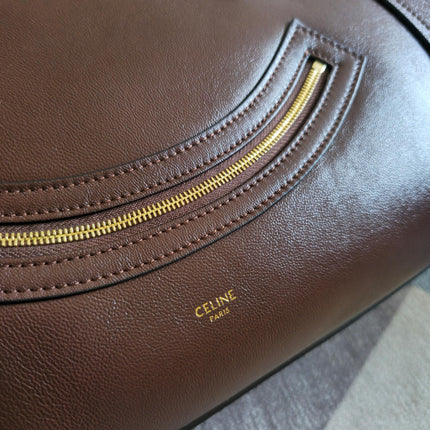 CELINE 25S MEDIUM SMILING NEW LUGGAGE 44MM IN SYRAH RED SUPPLE SHINY LAMBSKIN