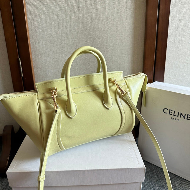 CELINE 25S NEW LUGGAGE 36MM IN PASTEL YELLOW CALFSKIN GOLD HARDWARE