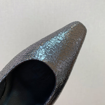 LP POINTED TOE MID-HEEL SLINGBACK DARK BROWN CALFSKIN