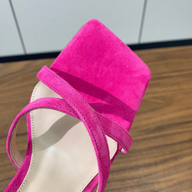 GIANVITO ROSSI 26S CRYSTAL HEELS 105 MM IN PINK SUEDE