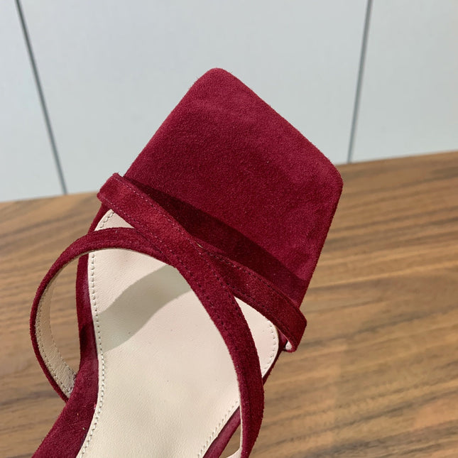 GIANVITO ROSSI 26S CRYSTAL HEELS 105 MM IN DARK RED SUEDE