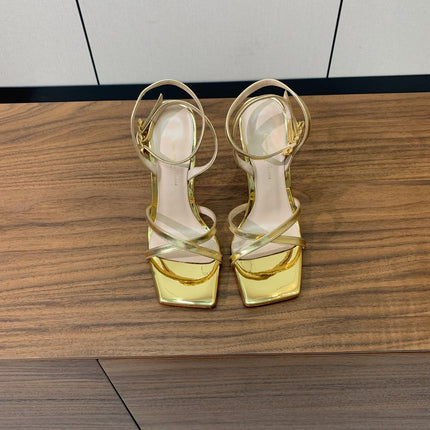 GIANVITO ROSSI 26S CRYSTAL HEELS 105 MM IN GOLD LAMBSKIN