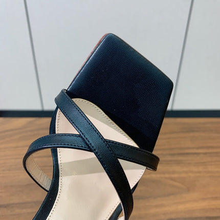 GIANVITO ROSSI 26S CRYSTAL HEELS 105 MM IN BLACK LAMBSKIN