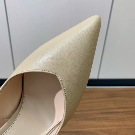 GIANVITO ROSSI 26S SLINGBACK HEELS 105 MM IN BEIGE LAMBSKIN