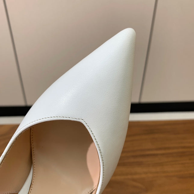 GIANVITO ROSSI 26S SLINGBACK HEELS 105 MM IN WHITE LAMBSKIN