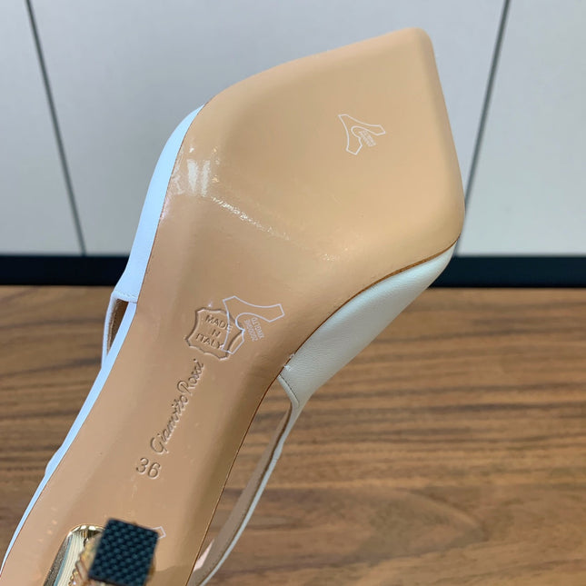 GIANVITO ROSSI 26S SLINGBACK HEELS 105 MM IN WHITE LAMBSKIN