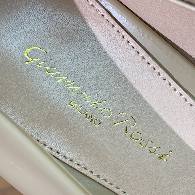 GIANVITO ROSSI 26S STILETTO PUMPS 95 MM IN BEIGE KHAKI CALFSKIN