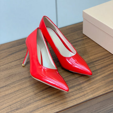 GIANVITO ROSSI 26S STILETTO PUMPS 95 MM IN RED PATENT CALFSKIN