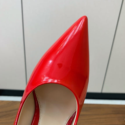 GIANVITO ROSSI 26S STILETTO PUMPS 95 MM IN RED PATENT CALFSKIN