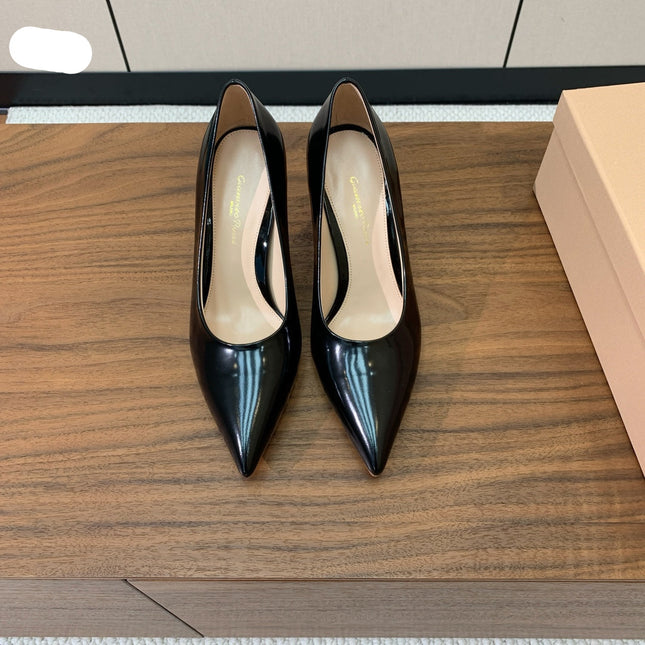 GIANVITO ROSSI 26S STILETTO PUMPS 95 MM IN BLACK PATENT CALFSKIN