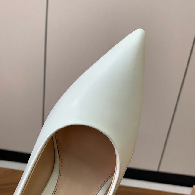 GIANVITO ROSSI 26S STILETTO PUMPS 95 MM IN WHITE CALFSKIN