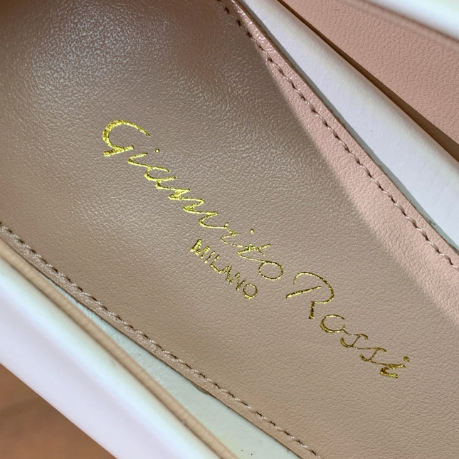 GIANVITO ROSSI 26S STILETTO PUMPS 95 MM IN WHITE CALFSKIN
