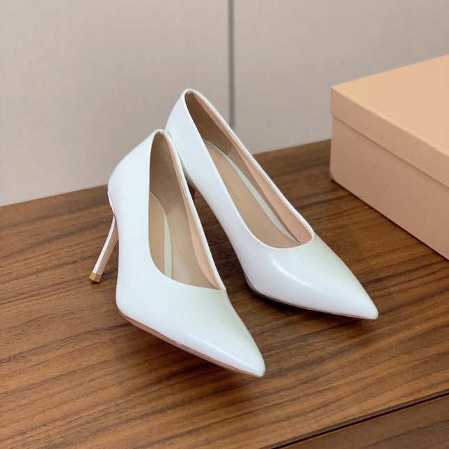 GIANVITO ROSSI 26S STILETTO PUMPS 95 MM IN WHITE CALFSKIN