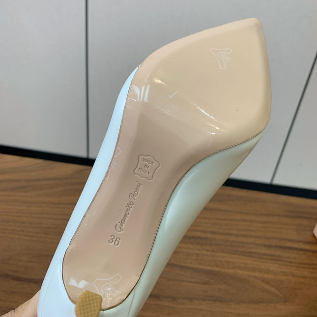 GIANVITO ROSSI 26S STILETTO PUMPS 95 MM IN WHITE CALFSKIN