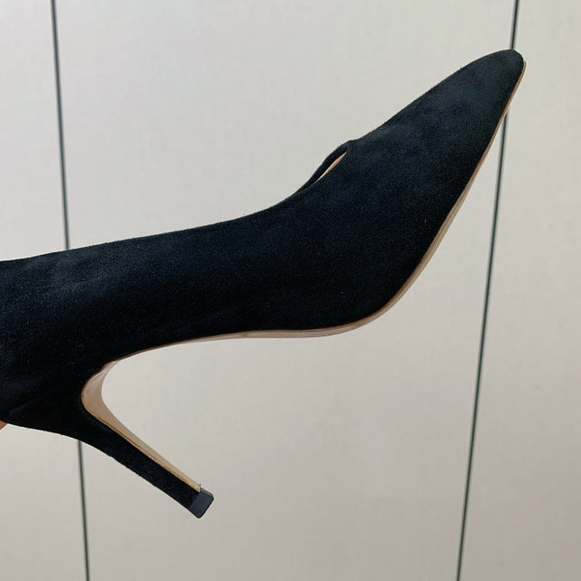GIANVITO ROSSI 26S STILETTO PUMPS 95 MM IN BLACK SUEDE