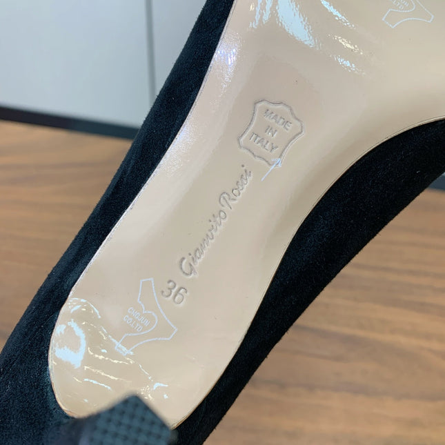 GIANVITO ROSSI 26S STILETTO PUMPS 95 MM IN BLACK SUEDE