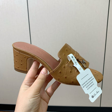 HIGH HEEL IN LIGHT BROWN LAMBSKIN OSTRICH SKIN